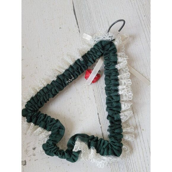 Pine tree lace rose ornament Xmas decor handmade - Picture 4 of 4